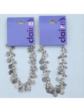 Claire's Silver Charm Bracelet Set NEW #0008